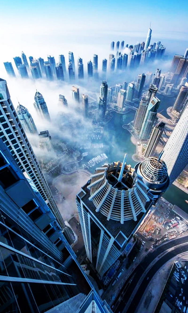 Dubai, cloudy, sky, skyscrapers, uae, view, HD phone wallpaper | Peakpx