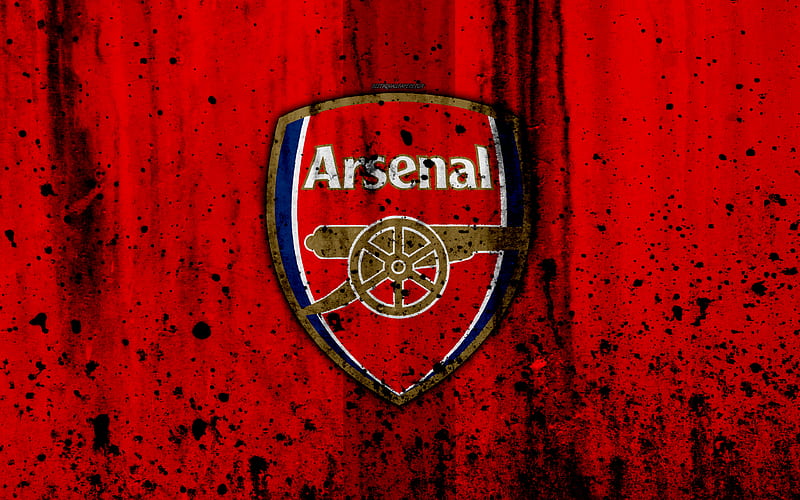FC Arsenal Premier League, logo, The Gunners, England, soccer, football club, grunge, Arsenal, art, stone texture, Arsenal FC, HD wallpaper