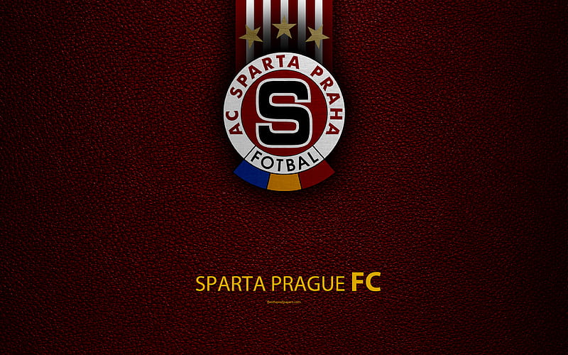 FC Sparta Prague Czech football club, Sparta logo, emblem, leather texture, Prague, Czech Republic, football, 1 Liga, Czech Football Championship, HD wallpaper