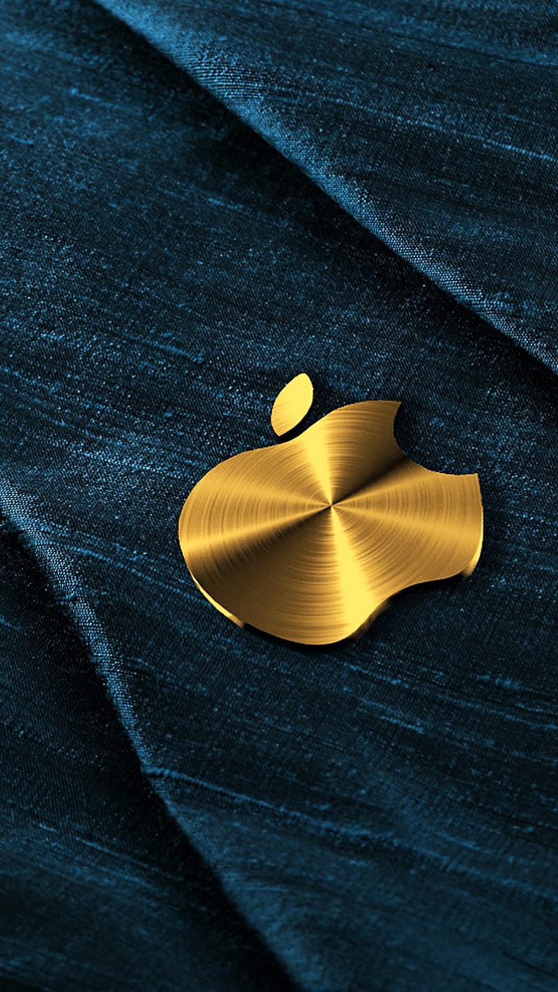 apple, blue, golden, jeans, logo, HD phone wallpaper