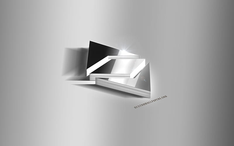 Ethereum 3D silver logo, Ethereum, cryptocurrency, gray background, Ethereum logo, Emercoin 3D emblem, metal Ethereum 3D logo, HD wallpaper
