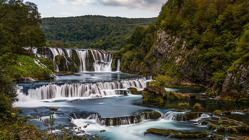 Bosnia and Herzegovina River Rock Waterfall Nature, HD wallpaper