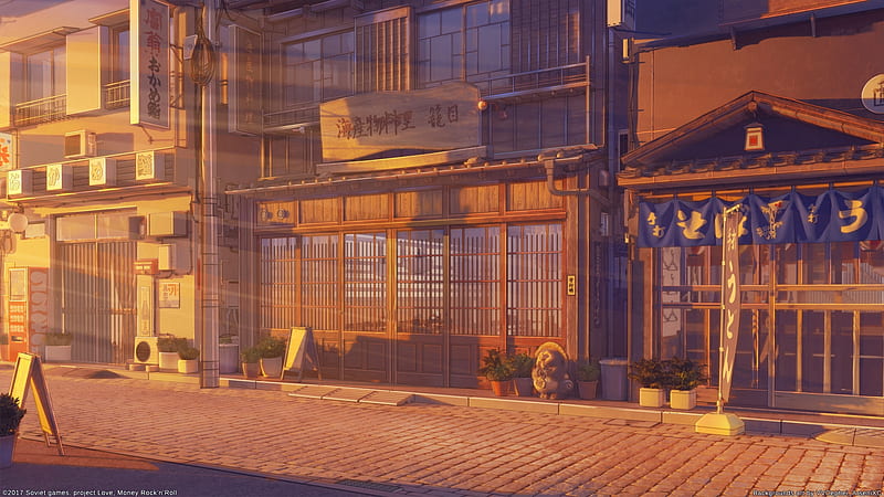 Nordviertel HD-wallpaper-anime-landscape-sunset-scenic-traditional-buildings-anime