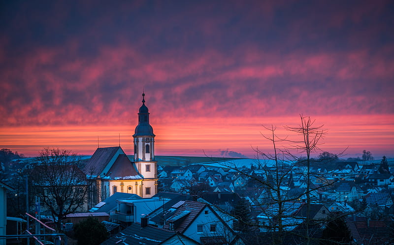 Churches, Church, Sunset, HD wallpaper