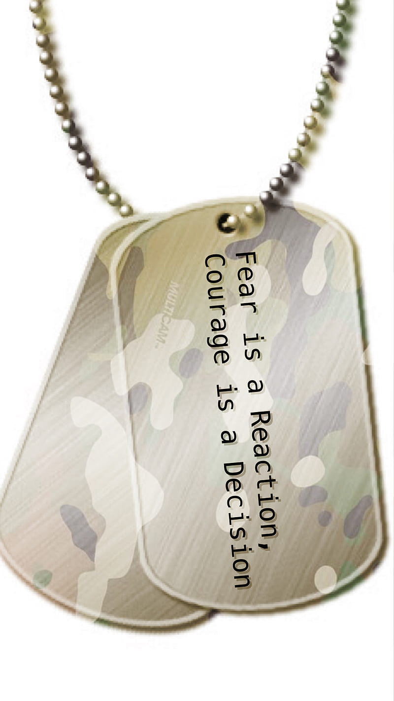 Courage Dog Tags, fear, decision, reaction, id tags, military, army, HD phone wallpaper