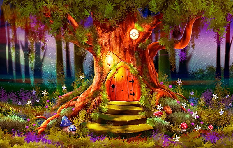 Magic Tree, forest, colorful, tree, magic, fairy, HD wallpaper | Peakpx