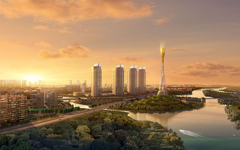 City Skyline- 3D Architectural Renderings, HD wallpaper