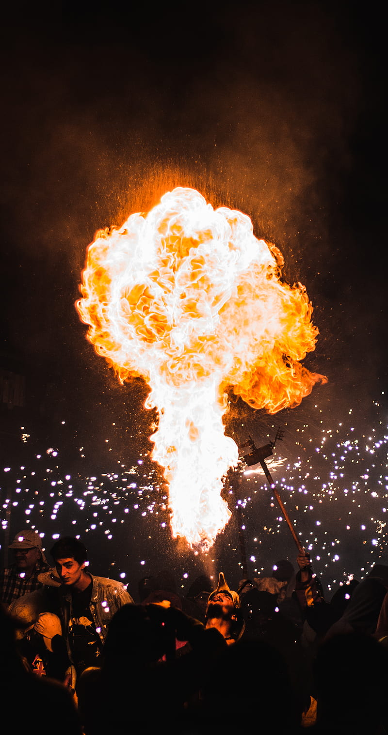man blowing fire from his mouth at night, HD phone wallpaper