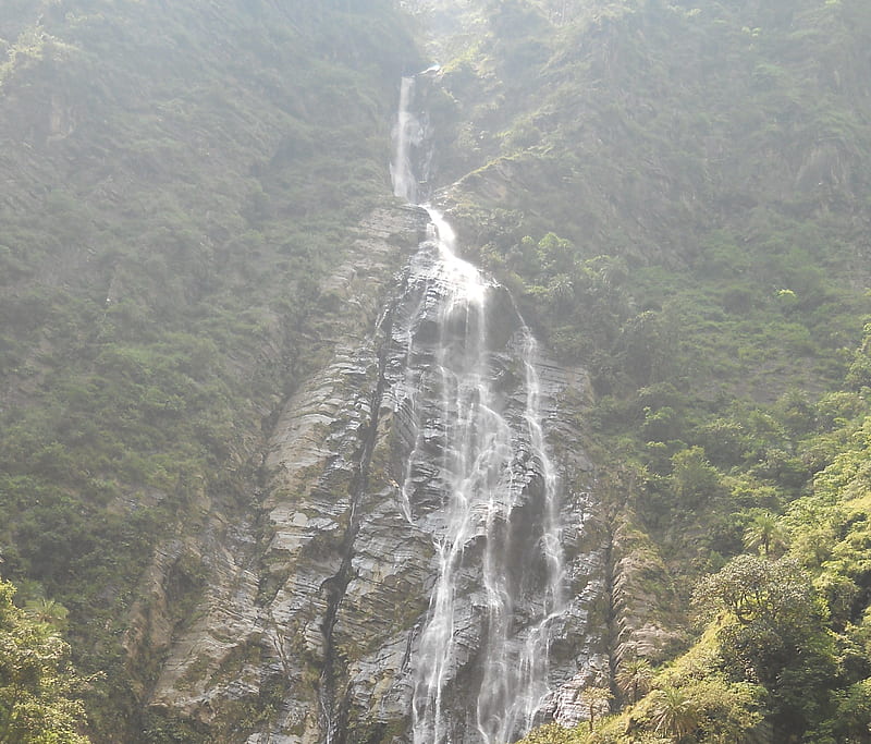 waterfall manali, mountain, waterfall, forest, manali, HD wallpaper
