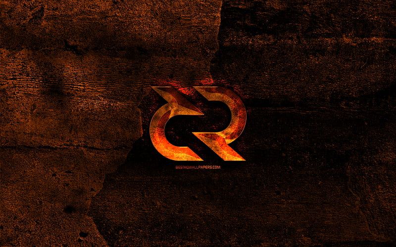 Decred fiery logo, orange stone background, creative, Decred logo, cryptocurrency, Decred, HD wallpaper