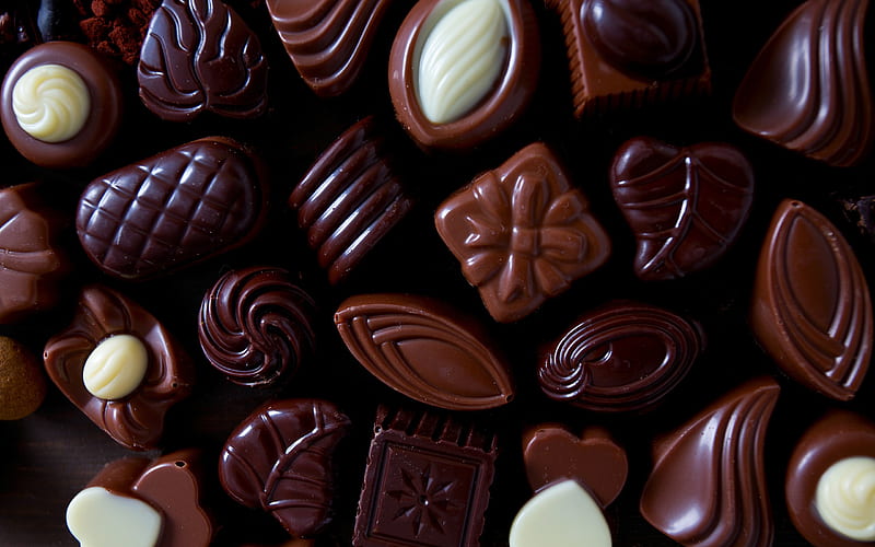 Chocolate sweets, sweets, different candies, chocolate, HD wallpaper