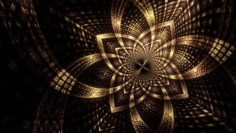 Brown Yellow Fractal Lines Scattering Trippy, HD wallpaper