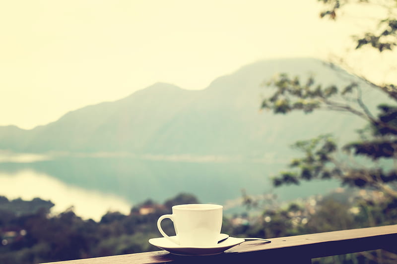 cup, mood, solitude, mountains, dom, HD wallpaper
