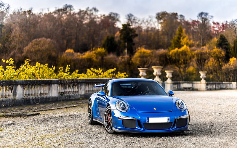 Porsche 911 GT3, Blue Porsche, sports cars, blue 911, HD wallpaper