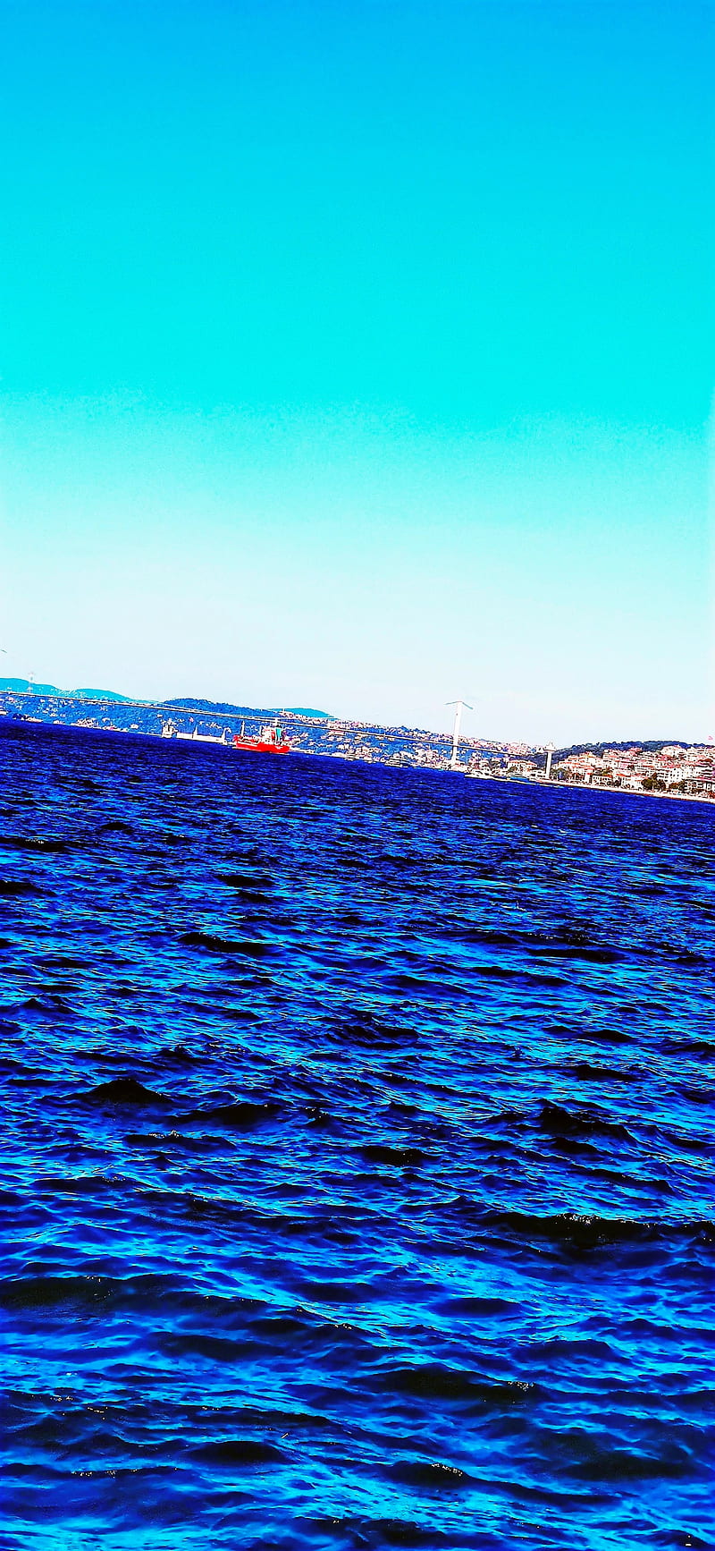 Istanbul bogazi, blue, bogaz, city, ocean, sea, sunshine, thank, you, HD phone wallpaper