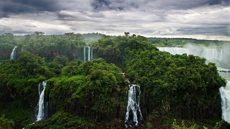 Iguazu falls, nature, river, fun, waterfalls, HD wallpaper