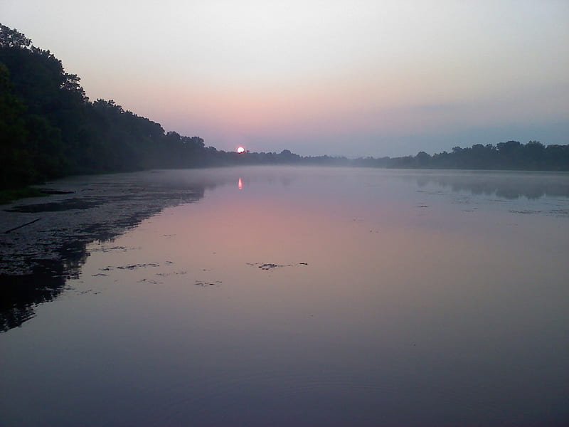 Tennessee River sunrise, sunrise, morning, lake, fishing, HD wallpaper
