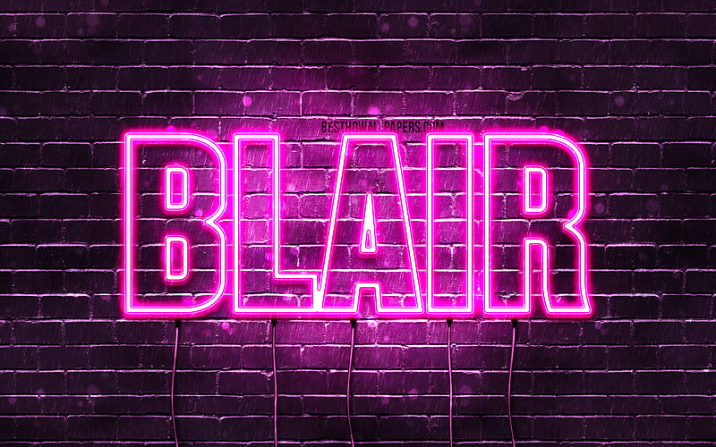 Blair with names, female names, Blair name, purple neon lights, horizontal text, with Blair name, HD wallpaper