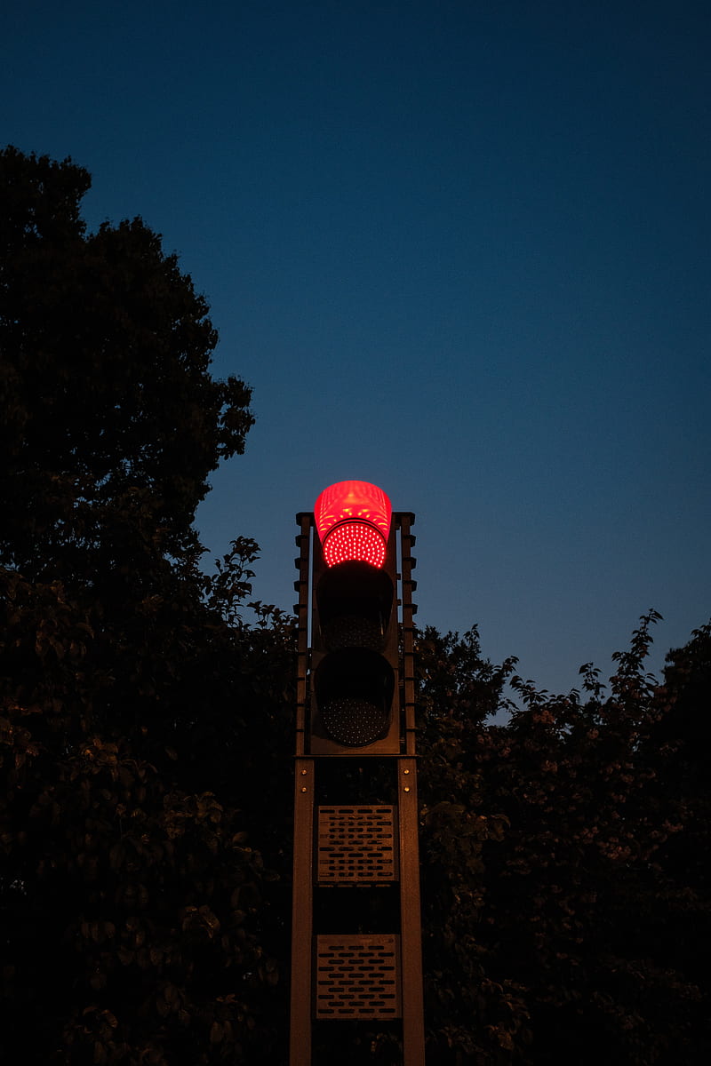 traffic light, pole, evening, HD phone wallpaper