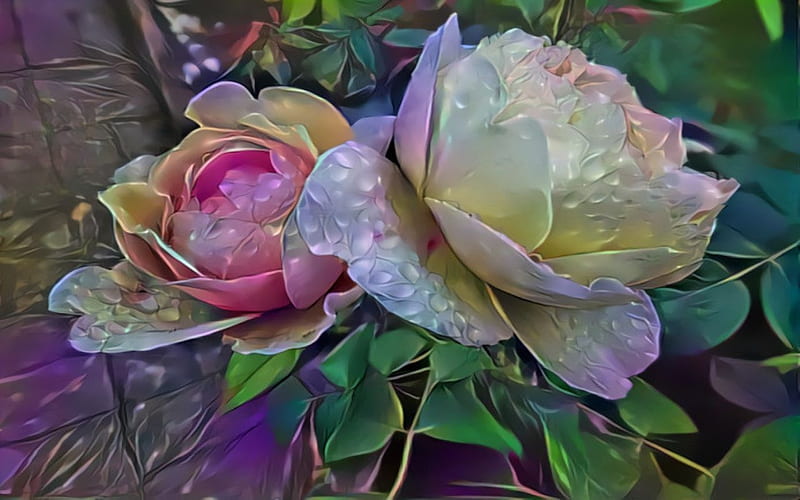 Gotas de lluvia, coloridas, flores, rosas, Fondo de pantalla HD | Peakpx
