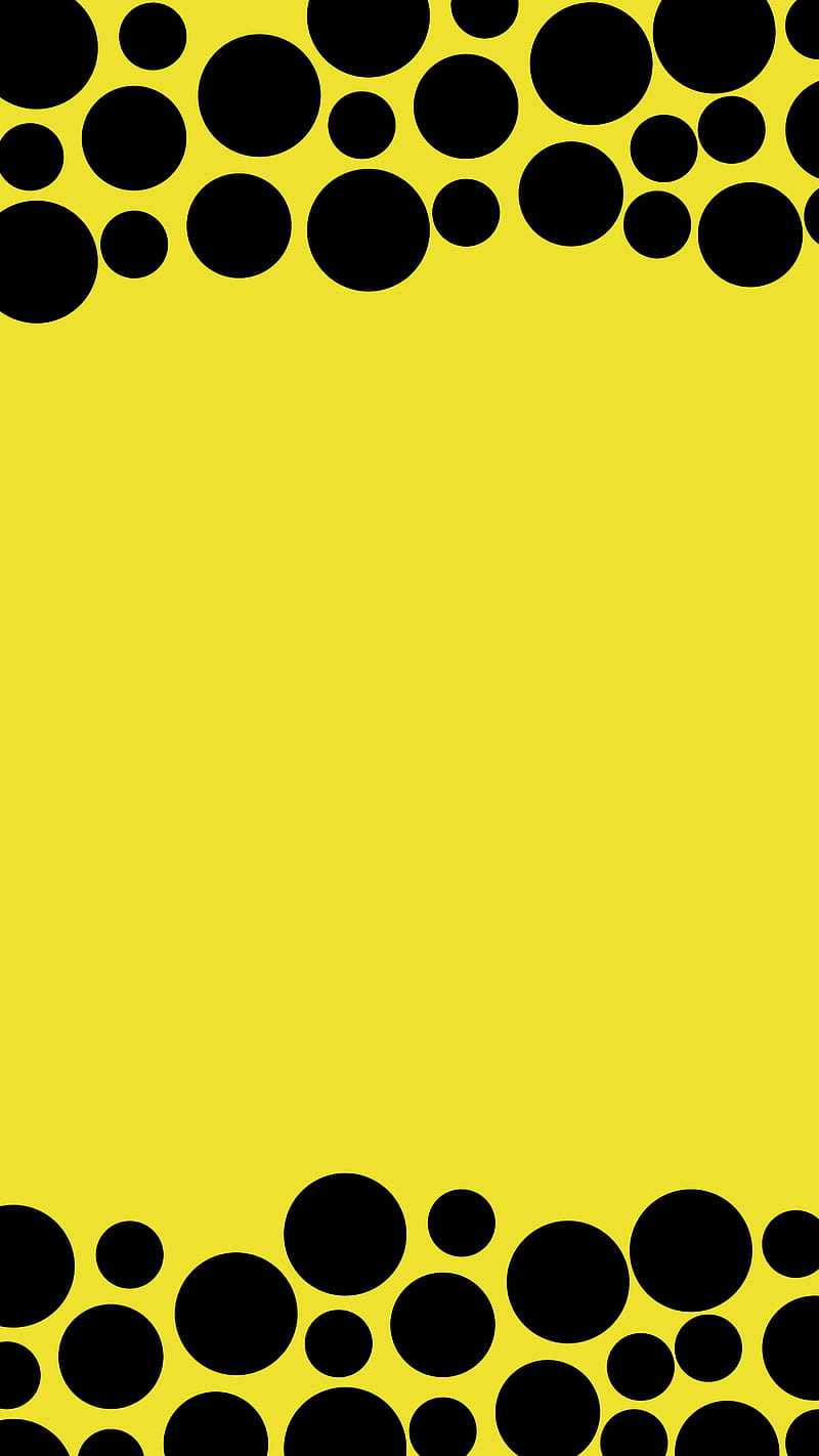 circles, bubbles, black, yellow, minimalism, HD phone wallpaper