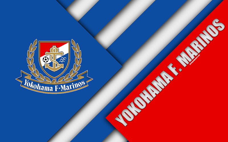 Yokohama F Marinos FC material design, Japanese football club, blue red abstraction, logo, Yokohama, Kanagawa, japan, J1 League, Japan Professional Football League, J-League, HD wallpaper