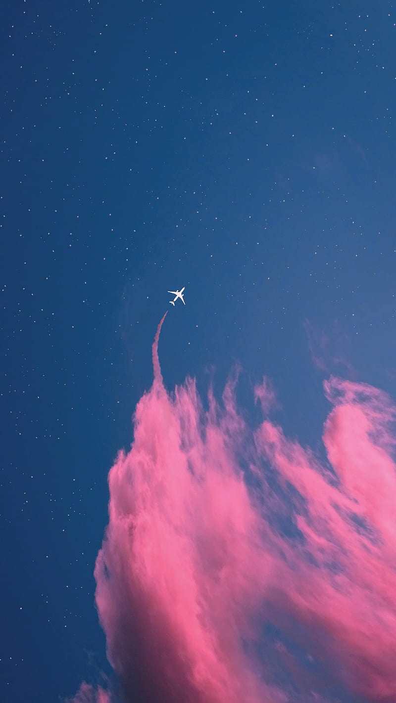 Pink night, Saintvines, airplanes, aviation, clouds, HD mobile ...