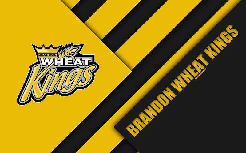 Brandon Wheat Kings, WHL Canadian Hockey Club, material design, logo, yellow black abstraction, Brandon, Manitoba, Canada, Western Hockey League, HD wallpaper