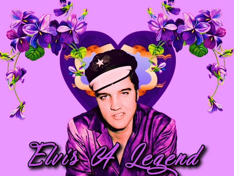 Elvis A Legend, Purple, Flowers, Elvis, Legend, HD wallpaper