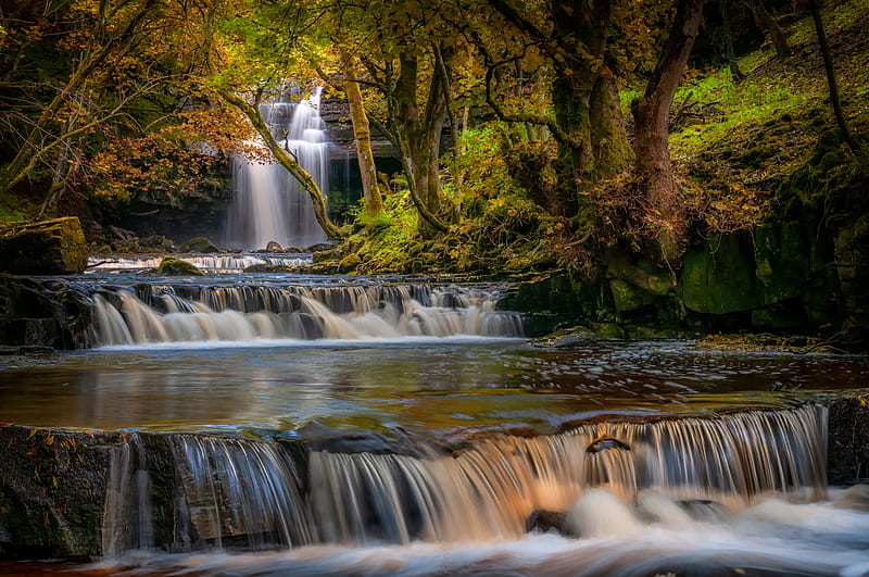 Waterfalls, Waterfall, England, Nature, River, HD wallpaper