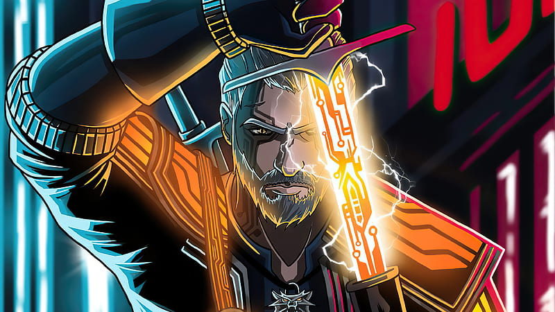 Cyberpunk2077 Geralt Of Rivia, witcher, artwork, artist, cyberpunk, HD wallpaper