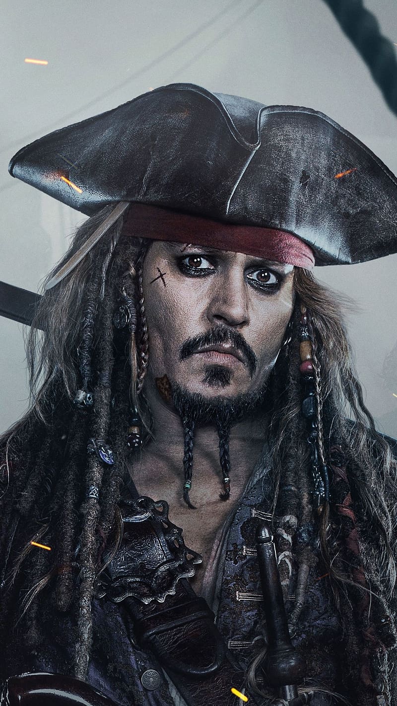 Jack Sparrow In Black Costume, jack sparrow, black costume, actor, johny depp, pirate, hat, HD phone wallpaper