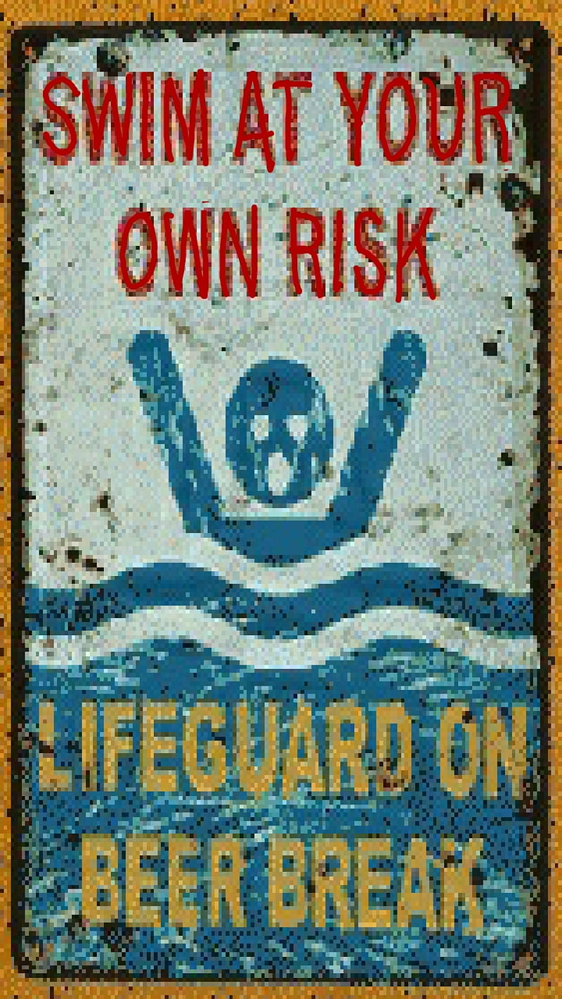 No Lifeguard, antique, beer, break, drowning, ocean, pool, swimming, vintage, water, HD phone wallpaper