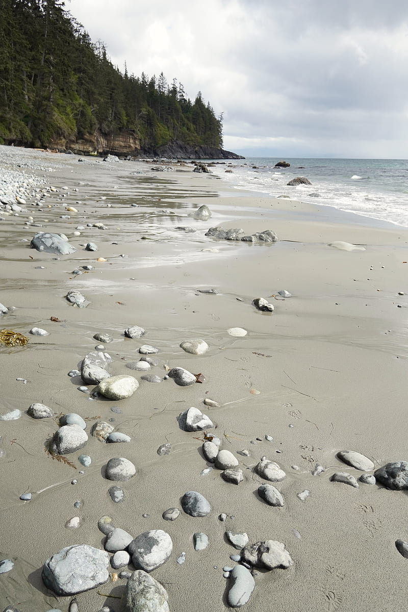 beach, sand, stones, sea, coast, HD phone wallpaper
