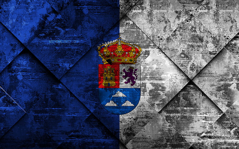 Flag of Las Palmas grunge art, rhombus grunge texture, spanish province, Las Palmas flag, Spain, national symbols, Las Palmas, provinces of Spain, creative art, HD wallpaper