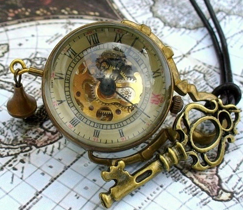still life, compass, old, map, key, vintage, HD wallpaper