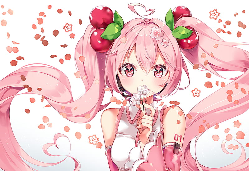 Wallpaper ID 433217  Anime Vocaloid Phone Wallpaper Sakura Miku  Twintails Long Hair School Uniform Pink Hair 750x1334 free download