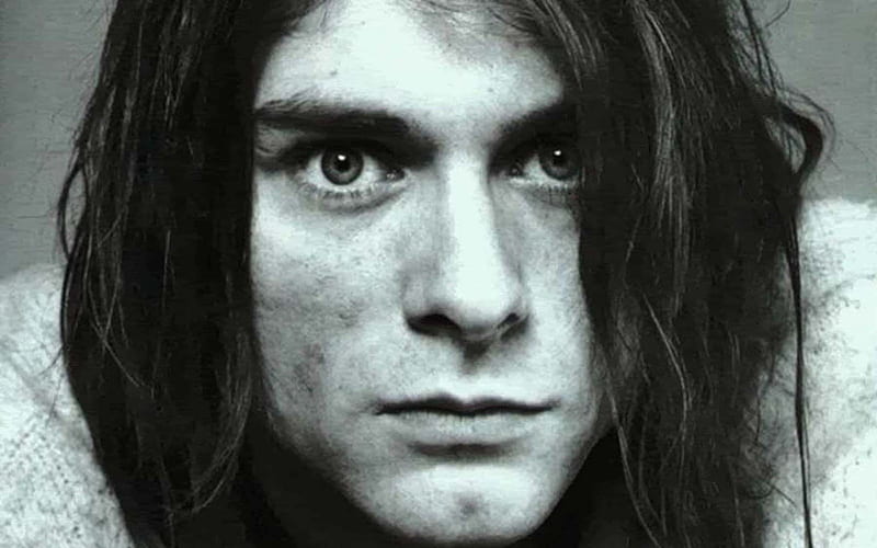 Kurt Cobain,face, hair, vivid, dark, long, serious, HD wallpaper
