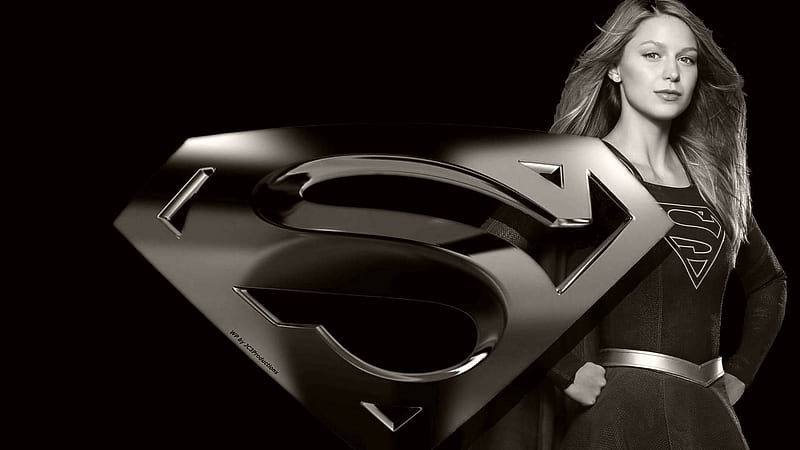 Supergirl In Black and White, melissa benoist, supergirl, fanart, , background, batman, superman, 1920x1080 only, anime, tv series, kara danvers, dc comics, fanpop, HD wallpaper
