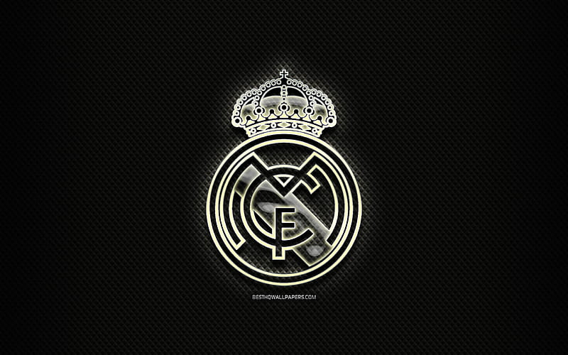 Real Madrid CF, glass logo, black rhombic background, LaLiga, soccer,  spanish football club, HD wallpaper | Peakpx