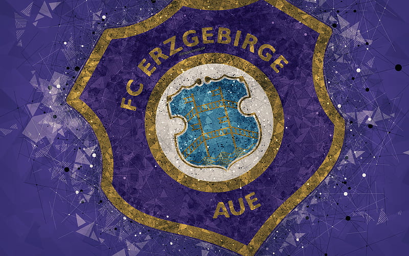 FC Erzgebirge Aue German football club, creative logo, geometric art, emblem, Aue, Germany, football, 2 Bundesliga, purple abstract background, creative art, HD wallpaper