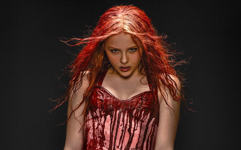 Chloe Grace Moretz - Carrie (2013), movie, talented, film, red head, Carrie, woman, character, 2013, The Amityville Horror, actress, Chloe Grace Moretz, gorgeous, babe, model, blonde, American, role, acting, HD wallpaper