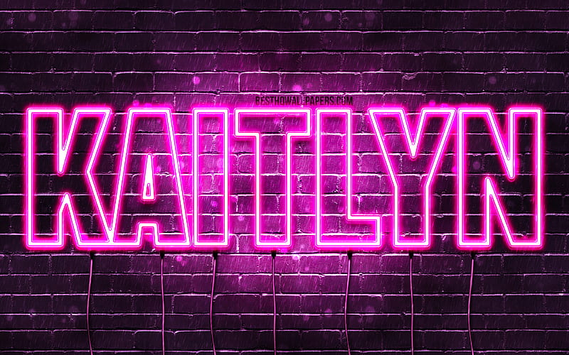 Kaitlyn with names, female names, Kaitlyn name, purple neon lights, horizontal text, with Kaitlyn name, HD wallpaper