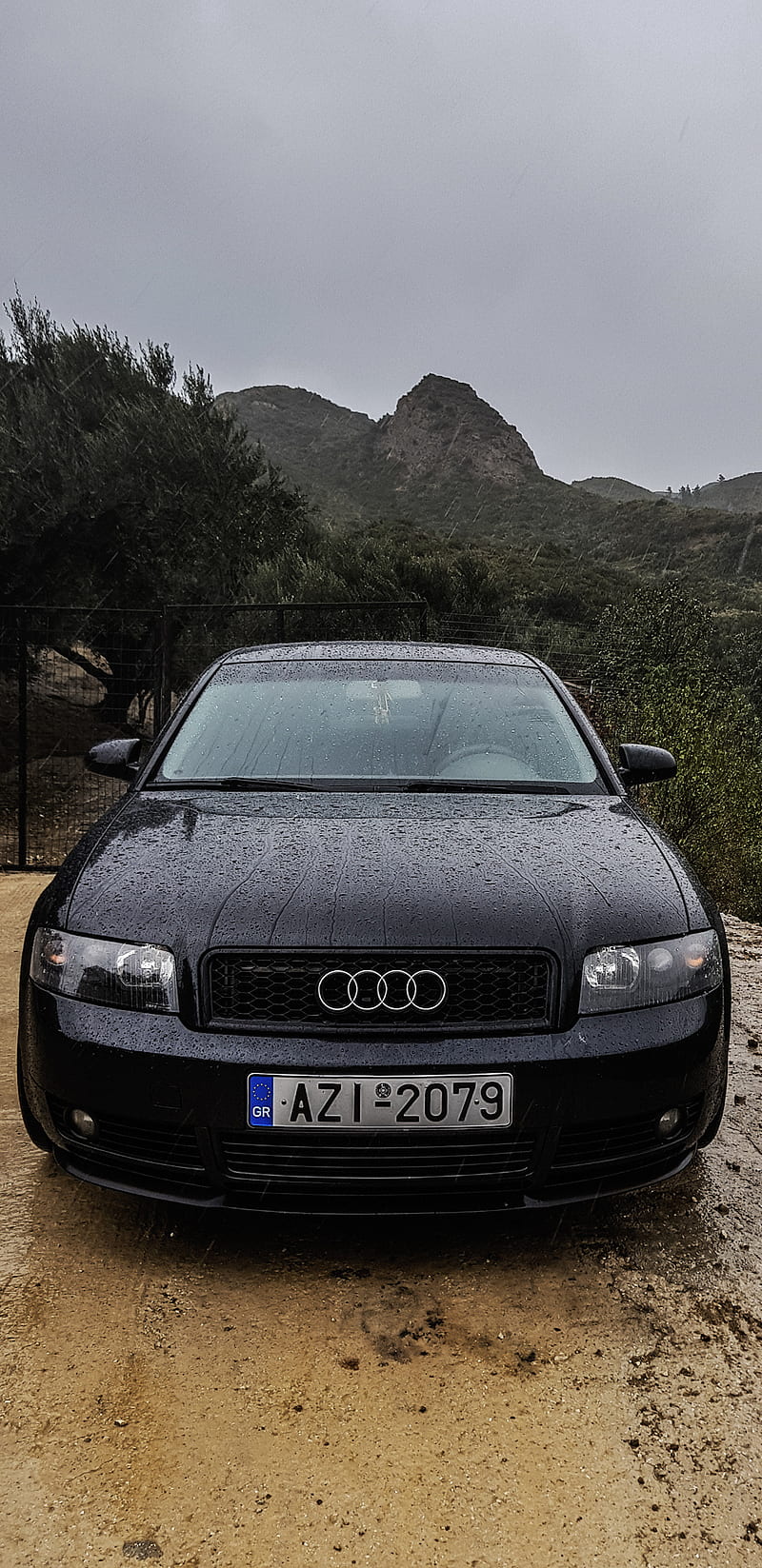 Audi A4 B6, s4, car, automobile, rain, cloud, HD phone wallpaper
