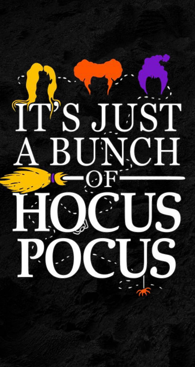 Hocus pocus, black, broom, halloween, spider, spooky, witches, HD phone wallpaper