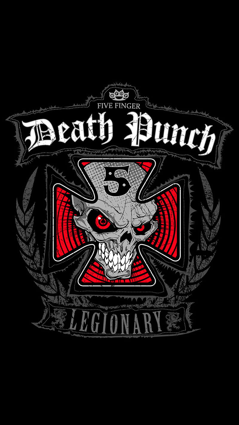FFDP, five finger death punch, five, finger, death, punch, skull, anarchy, bad, sons, black, HD phone wallpaper