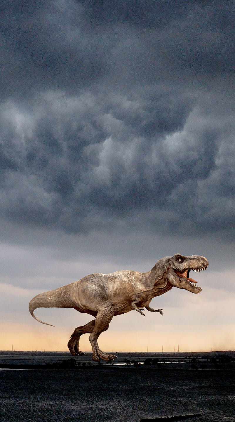 Jurassic Rex, jurassic, rex, storm, t-rex, HD phone wallpaper
