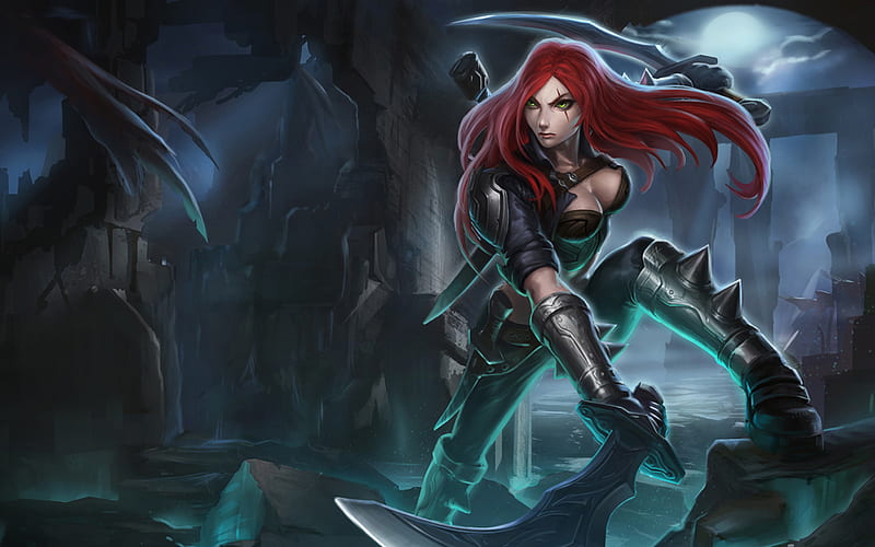 Katarina, warrior, MOBA, art, darkness, League of Legends, HD wallpaper