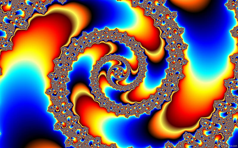 Spiral, art, rainbow, abstract, fractal, HD wallpaper