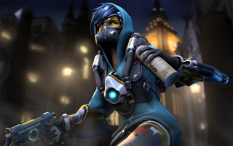 Download Overwatch 4K Tracer With Nightstars Wallpaper